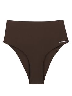 chocolate brown stretch-design logo print to the front high-waisted elasticated waistband high cut Be mindful to try on swimwear over your own garments. Be Mindful, Sporty And Rich, High Cut, Design Logo, Try On, Chocolate Brown, Logo Print, Fashion Branding, Active Wear