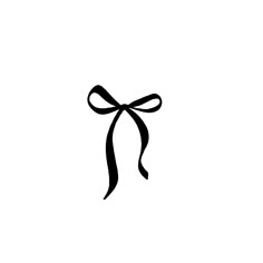 a black and white image of a bow with a ribbon on it's side