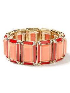 Milly Collection Two-Tone Stretch Bracelet Retro Enamel Jewelry For Party, Retro Enamel Party Jewelry, Treat Myself, Br Style, On My Birthday, Coral Bracelet, Vintage Inspired Design, Sell Out, A Sign