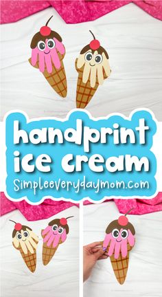 handprint ice cream craft for kids that is easy to make and looks like an ice cream cone