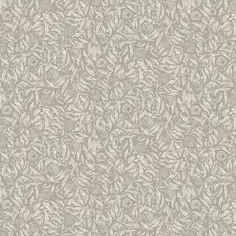 a white and grey wallpaper pattern with leaves on the bottom, in shades of gray