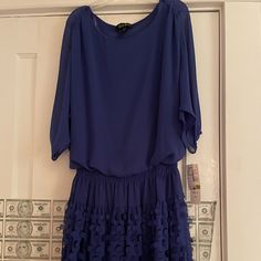 Never Worn! Still Has Tags! No Marks Or Tears On Dress. Lmk If Interested! Blue Flowy Cocktail Dress, Blue Flowy Elegant Mini Dress, Elegant Blue Flowy Mini Dress, Black Dinner Dress, Two Piece Formal Dresses, Applique Skirt, Lbd Dress, Red And White Dress, Vintage Formal Dresses