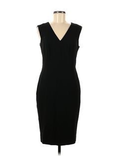 Ann Taylor Cocktail Dress Size: 6 Black Dresses - used. 4% Spandex, 48% Polyester, 48% Rayon, Midi, V-Neck, Solid, Knee Length, Sleeveless | Ann Taylor Cocktail Dress: Black Solid Dresses - Size 6 Fitted V-neck Midi Dress For Career, Black V-neck Sleeveless Dress For Formal Occasions, Formal V-neck Bodycon Sleeveless Dress, V-neck Spring Career Dresses, Spring Career V-neck Dress, V-neck Stretch Sleeveless Dress For Work, Stretch V-neck Sleeveless Dress For Work, Cocktail Dress Black, Black Cocktail Dress