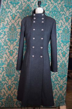 Tweed Redingoteswith a Hint of Military Style | Etsy Formal Wool Coat With Stand Collar, Elegant Formal Wool Coat With Buttons, Luxury Double-breasted Wedding Outerwear, Fitted Historical Outerwear For Fall, Victorian Style Formal Long Coat, Fitted Wool Coat With Stand Collar, Winter Wedding Outerwear With Buttons, Classic Double-breasted Outerwear For Wedding, Luxury Double-breasted Outerwear For Wedding