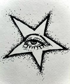 a drawing of an all seeing star with the eye drawn on it's side