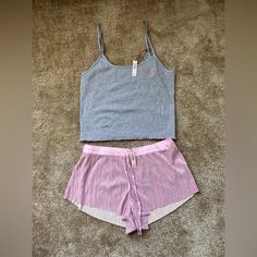 Bnwt Pj Set. Flowy Pink Shorts And Tank Top. Pink Short Sleepwear For Spring, Pink Spring Lounging Sets, Feminine Pink Short Sleepwear, Victoria's Secret Casual Sets For Pajama Party, Feminine Pink Cotton Pajama Shorts, Pink Casual Stretch Sleepwear, Casual Pink Stretch Sleepwear, Pink Stretch Pajama Shorts For Lounging, Pink Stretch Sleepwear For Summer