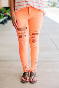 We got your neon 🍊 and your free shipping 📦 #neon #boutiqueclothing #fashion #blogger Neon Jeans, Tropical Island, Girl Next Door, Neon Colors, Neon Orange, Boutique Clothing, Cool Style, Capri Pants, Fashion Blogger