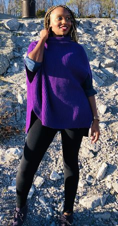 Turtleneck poncho sweater color: purple Pictured in small Snag yours for the fall! #fallvibes #fall #poncho #women #fashion #fallfashion #stylish #chic #purpleoutfits #purple Chic Purple Sweater For Fall, Oversized Purple Tops For Layering, Purple Knit Sweater For Winter, Purple Knit Winter Sweater, Winter Purple Knit Sweater, Purple Knitted Sweater For Fall, Purple Knit Sweater For Fall, Purple Knitted Sweater For Layering, Oversized Batwing Sleeve Poncho