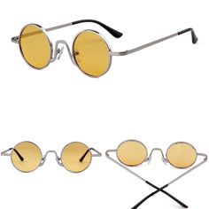 New Wired Frame Retro Skinny 90s Small Round Circle Yellow Lens Sunglasses Shades Brand New In Packaging, Never Worn Wired Frame Round Circle Shape Lens Retro Vintage 90’s Style Silver-Tone Hardware Color: Yellow Includes Soft Case Also Available In Other Colors In My Closet Circle Shades Round Sunglasses, Casual Yellow Sunglasses For Streetwear, Gold Sunglasses For Summer Streetwear, Retro Yellow Sunglasses For Spring, Yellow Lens Sunglasses, 90s Accessories, Circle Sunglasses, Yellow Sunglasses, Small Glasses