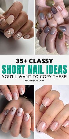 Round Nail Designs, Short Natural Nails, Short Nail Ideas, Short Nails Ideas, Shellac Nail Designs, Acrylic Nails Designs, Neutral Nail Designs, Short Nail Manicure, Hard Gel Nails