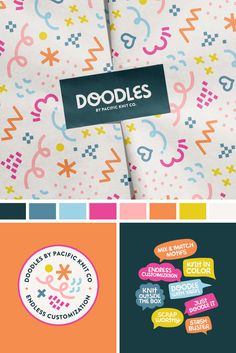 the logos for doodles are all different colors