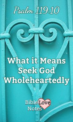 a blue door with the words, what it means seek god wholeheartedly