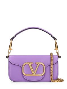 Find Valentino Small Locò Leather Top Handle Bag on Editorialist. Height: 11cm Width: 20cm Depth: 5cm. Handle drop: 11cm. Strap drop: 52cm. Detachable adjustable metal chain strap. Single top handle. Front flap closure. Front logo detail Bag Light, Purple Leather, Small Shoulder Bag, Chain Shoulder Bag, Handle Bag, Pink Bag, Leather Top, Metal Chain, Leather Handle