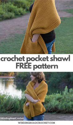 the crochet pocket shawl is free pattern