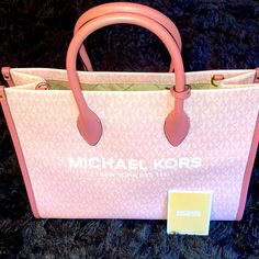 Michael Kors Mirella Medium Tote Bag Purse Color: Pink *Color In This Size, Always Out Of Stock Detachable Shoulder Band New With Tags, Original Card Etc. Mint Condition ***Free Ship On This Item Bundle Discounts: Offers On Bundled Clothing Accepted 25% Off 3+ Items Auto Discounts Upon “Adding To Bundle” 3 Items+ Orders $150+ Free Ship Thank You For Looking & Sharing Peace & Love ***Ladykassandra Leopard Purse, Satchel Tote Bag, Michael Kors Satchel, Michael Kors Tote Bags, Brown Leather Totes, Satchel Tote, Large Leather Tote, Nylon Tote, Tote Bag Purse