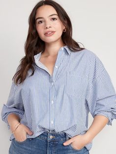 Striped Long Sleeve Shirt With Button Cuffs, Striped Shirt With Pockets And Spread Collar, Striped Collared Shirt With Pockets, Striped Shirt With Button Cuffs For Daywear, Striped Long Sleeve Blouse With Pockets, Striped Top With Spread Collar And Button Closure, Striped Top With Button Closure And Spread Collar, Striped Tops With Pockets For Daywear, Striped Collared Shirt With Placket