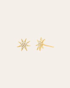 14k solid gold sunburst earring studs with pave diamonds. Available in 14k yellow, white and rose gold. Wear them day or night, up or down. Sold as a Pair Size: Approx. 8mm Diamond Carat Weight: Approx. 0.08ctw Total Weight: Approx. 1 gram (per pair) Standard Production: 3-7 business days Rush Order Production: 2-5 business days Shipping: Select shipping method at checkout. Shipped from our L.A. Studio. This item is Final Sale. See here for details. 14k Yellow Gold Sparkling Earrings, Sparkling 14k Yellow Gold Earrings, Gold Sunburst, Earring Studs, Diamond Carat, Earring Sale, Diamond Earrings Studs, Pave Diamonds, Yellow White