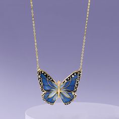 Playful Jewelry, Butterfly Fashion, Detailed Necklace, Italian Jewelry, Yellow Gold Jewelry, Natural Gold, Moon Jewelry, Blue White And Black, Gold Butterfly