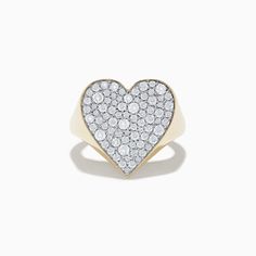 Effy D'Oro 14k Yellow Gold Pave Heart Diamond Statement Ring Statement Rings Diamond, Heart Diamond, Effy Jewelry, Yellow Stone, Diamond Heart, Gold Yellow, Statement Ring, Boho Jewelry, Round Diamonds