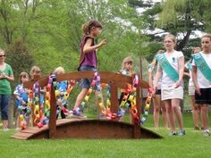 Daisy To Brownie Bridging Ceremony Decorations, Bridging Ceremony Ideas, Girl Scout Investiture Ceremony, Girl Scout Junior Bridging Ceremony, Girl Scout Bridging Ceremony, Bridge Ideas, Bridging Ceremony