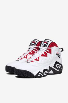 FILA's MB Men's Sneakers are must-haves for your sneaker collection. These men's lifestyle sneakers are perfect for nearly every occasion. Fila Basketball Shoes, Fila Logo, Lifestyle Sneakers, Design Motifs, Nike Fashion Shoes, Mens Lifestyle, 90s Inspired, Sneaker Collection, Mens Shoes Sneakers