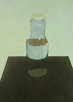 a painting of a vase sitting on top of a table