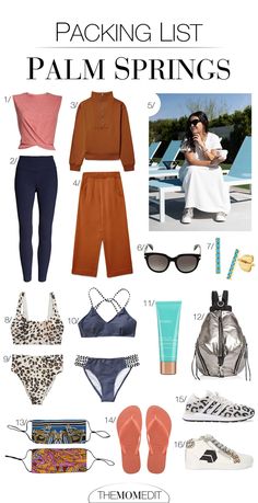 Palm Springs Packing List For A Low-Key, Isolated Vacay | The Mom Edit Palm Springs California Outfits, What To Wear In Palm Springs, Palm Springs Style Fashion, Palm Springs Packing List, Palm Springs Outfit Ideas, Palm Springs Fashion, Spring Vacation Outfits, March Outfits