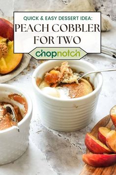 This Peach Cobbler for Two is quick and easy dessert recipe to prepare at home! Do you remember the last romantic dessert you made? This peach cobbler for two is a wonderful dessert for sharing. It’s a tasty Southern recipe that boasts the sweetness of peaches and hints of cinnamon and orange in every bite. Peach Cobbler For Two, Cobbler For Two, Fresh Peach Cobbler, Romantic Desserts, Southern Recipe