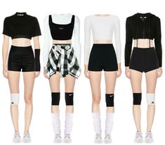 Kpop Dance Practice Outfits 4 Members, New Jeans Outfits Kpop, 4 Member Outfits, Kpop Idol Dance Practice Outfits, Practice Outfits Kpop, 4 Member Kpop Outfits, Dance Group Outfits, Kpop Practice Outfit, Korean Dance Practice Outfit