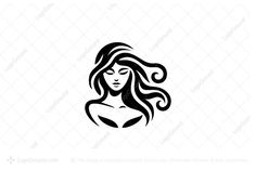 a woman with long hair logo for sale