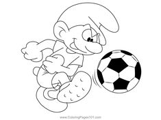 a cartoon character kicking a soccer ball