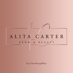 the logo for alita carter brow and beauty, which has been designed to look like