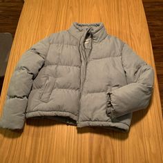 Native Youth Women’s Puffer Jacket Medium Blue/Grey Never Worn Gray Long Sleeve Puffer Jacket With Pockets, Gray Puffer Outerwear For Cold Weather, Gray Fall Puffer Outerwear, Gray Puffer Outerwear For Fall, Gray Puffer Jacket With Pockets For Cold Weather, Casual Gray Puffer Jacket, Gray Long Sleeve Casual Puffer Jacket, Casual Gray Long Sleeve Puffer Jacket, Trendy Gray Outerwear For Cold Weather