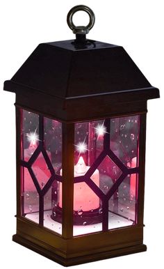 a lantern that has some lights on it