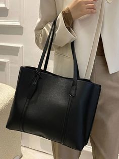 Olivia Mark - Bolso Tote Minimalista - Bolsos Tote Mujer Fancy Bags Purses, Muslin Outfit, Black Bag Outfit, Womens Work Bag, Pretty Tote Bags, University Bag, Minimalist Tote Bag, Minimalist Tote