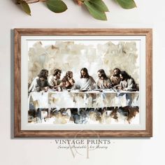 the last supper of jesus is framed in a wooden frame