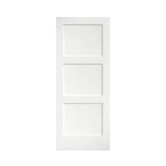 an open white door with no glass on the top and bottom panel, against a white background