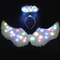 PRICES MAY VARY. Glowing Wings: Glowing white angel wings and halo set, we made changes in design, filled with LED string lights on the wings and halo to make you stand out at the masquerade. Three Flash Modes: The light string has 3 lighting modes to choose from, Always On - Fast or Slow Flashing. Make you shine at the Halloween Masquerade, open the spacer to turn on. Costume and Theme Parties: Angel wings and halo are great for costume and theme parties, angel wings Halloween costume, Christma Diy Angel Costume, How To Make Angel Halo, Easy Angel Halo Diy, How To Make Angel Wings For Costume, Large Angel Wings Costume, Light Up Costume Wings, Angel Wings Halloween, Angel Wings Costume, Christmas Pageant