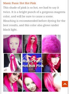 Hot hot pink by Manic Panic Colored Hair, Pink Hair, Hot Pink, Hair Makeup, Hair Color, Hairstyles, Rainbow