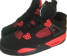 Red Sporty Air Jordan 4 Lace-up, Red Air Jordan 4 Lace-up Sports Shoes, Red Air Jordan 4 With Red Sole For Sports, Red Lace-up Air Jordan 4 For Sports, Red Lace-up Air Jordan 4 Sports Shoes, Red Air Jordan 4 With Air Max Cushioning, Casual Red Air Jordan 4 With Air Max Cushioning, Jordan 4 Retro Red Thunder, Jordan Golf