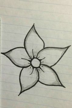 a drawing of a flower on lined paper