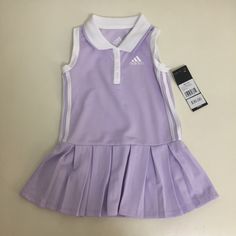 New Size 12 Months Cotton Fitted Dress For Playdate, Fitted Cotton Dress For Playwear, Fitted Cotton Dress For Playdate, Spring Purple Dresses For Play, Fitted Purple Dress For Playwear, Purple Cotton Dress For Playtime, Playful Purple Dress For Playwear, Adidas Cotton Dress For Summer, Adidas Cotton Summer Dress