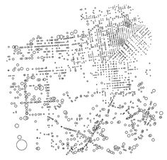 a black and white image of an abstract map with dots in the shape of circles