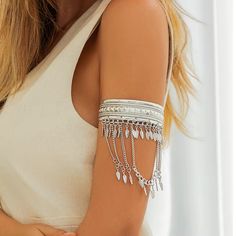 Vintage Leaf Pendant Boho Arm Bracelet – Trending Metal Open Upper Arm Bangle for Women Enhance your summer style with our Vintage Leaf Pendant Boho Arm Bracelet. This elegant bangle features a vintage-inspired leaf pendant, adding a touch of bohemian charm to your look. The open design, perfect for wearing on the upper arm, makes it a trendy accessory for summer festivals, casual outings, or any occasion where you want to make a statement. Crafted from high-quality metal, this bracelet combines Upper Arm Bracelet, Arm Bangles, Arm Bracelets Upper, Arm Bracelet, Arm Bracelets, Couple Jewelry, Cufflinks Men, Leaf Pendant, Cuff Bangles