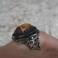 Turkish Handmade Silver Ring,  Handmade Ring, Ottoman Ring, Tiger Eye Ring, Men Ring, Gift for Him, 925k  Silver, precious stone and bronze metals were used. All Sizes Available Just tell me the size you need. Weight is 20.12 grams Please email me if you have any questions. .A unique way to show your love and affection. * This product is made of 925 sterling silver and bronze material. * The product is delivered to cargo within 1-3 days on average. (Varies due to pandemic and curfew) *Shipping t Tiger Eye Ring, Bronze Material, Handmade Silver Ring, Ring Men, Men Ring, Eye Ring, Silver Rings Handmade, Ring Handmade, Rings Statement