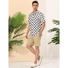 The summer polka-dot shirt features the color block design, fashion, and stylish when wearing. With charming timeless style color design, and eye-catching printing, these shirts have a variety of options for you to choose from. The shirt is suitable for vacations, walks, parties, and leisure places, such as Hawaiian beaches, camping, etc. Great gift for your friend, boyfriend, and your father. Polka Dots Fashion, Polka Dot Shorts, Polka Dot Shirt, Short Sleeve Pattern, Patchwork Designs, Large White, Hawaiian Shirt, Mens Summer, Color Block