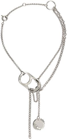 Acne Studios: Silver Can Puller Necklace | SSENSE Metal Jewelry Links, Prada Necklace Jewelry, Silver Trend Jewelry, Slc Punk Necklace, Stacked Necklaces Silver Chains, Silver Necklaces Chains, Prada Triangle Logo Necklace, Cute Stainless Steal Necklace, Lee Felix Jewelry