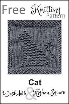 a knitted square with the text free knitting pattern cat and afghan square on it