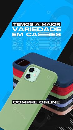 four different colored cases are stacked on top of each other in front of a blue and black background