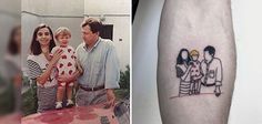 two photos, one with a family tattoo and the other with an image on it